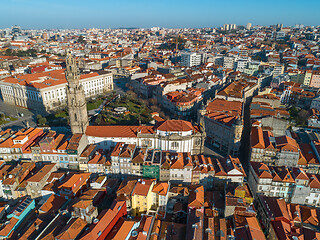 Image showing Aerial view of Torre dos Clerigos tower