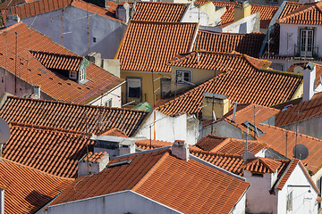 Image showing Old Lisbon cityscape with roofs