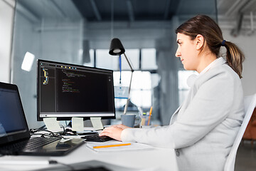 Image showing businesswoman with computer working at office