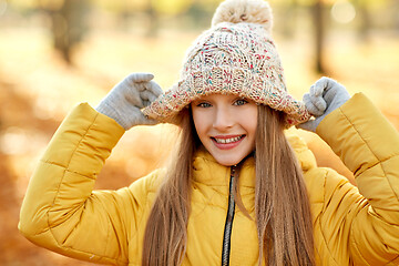 Image showing portrait of happy girl at autumn park