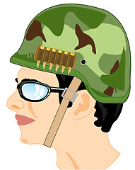 Image showing Military in helmet on white background is insulated