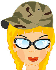 Image showing Person of the young girl in cap and spectacles