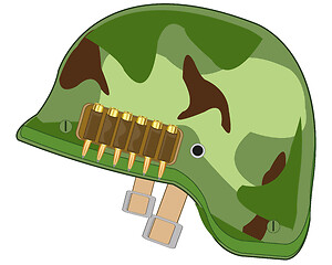 Image showing Defensive helmet of the military colour camouflage