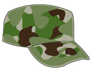Image showing Cap military camouflage on white background is insulated