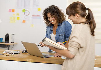 Image showing Two businesswoman working together