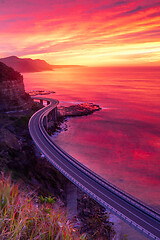 Image showing Beautiful sunrise over Illawrra coast with Sea Cliff Bridge