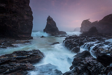 Image showing Rugged coastal sunrise