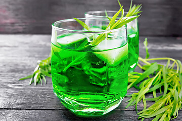 Image showing Lemonade Tarragon in two glasses on board