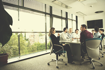 Image showing Group of young people meeting in startup office