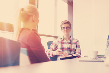 Image showing young business people group on meeting at office