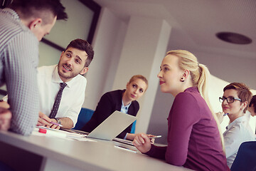 Image showing business people group on meeting at modern startup office