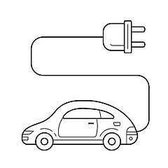 Image showing Electric car vector line icon.