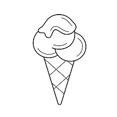 Image showing Ice cream cone vector line icon.