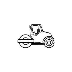 Image showing Steamroller hand drawn sketch icon.