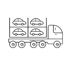 Image showing Car carrier vector line icon.