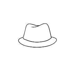 Image showing Fedora hat hand drawn sketch icon.