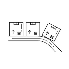 Image showing Factory conveyor with parcel vector line icon.