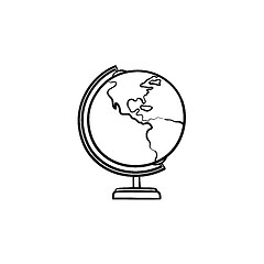 Image showing World globe hand drawn sketch icon.