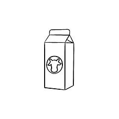 Image showing Carton box of milk hand drawn sketch icon.