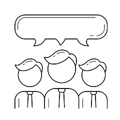 Image showing People teamwork vector line icon.