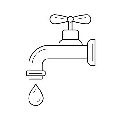 Image showing Water pipe with clean drop vector line icon.