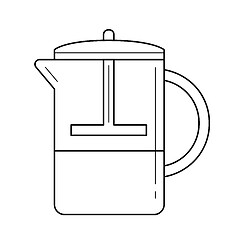 Image showing French press vector line icon.