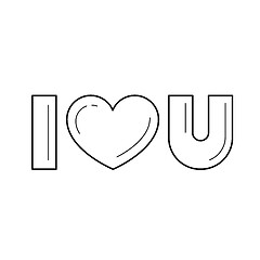 Image showing I love you vector line icon.