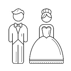 Image showing Bride and groom vector line icon.