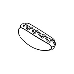 Image showing Hotdog hand drawn sketch icon.