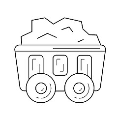 Image showing Mining cart vector line icon.