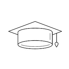 Image showing Graduation cap vector line icon.