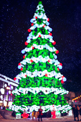 Image showing Colorful Defocused Christmas Tree Lights