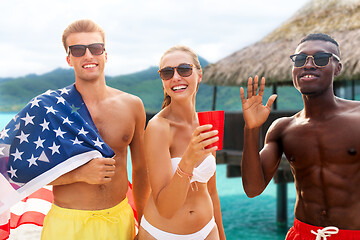 Image showing friends at american independence day beach party