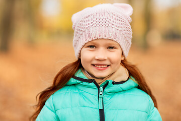 Image showing portrait of happy little girl at autumn park