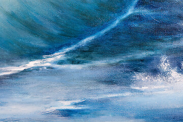 Image showing Original oil painting showing waves in ocean or sea details.