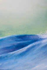 Image showing Original oil painting showing waves in ocean or sea details.