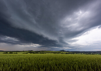 Image showing Storm clouds over Trosky Castle, Czech Republic