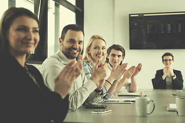 Image showing Group of young people meeting in startup office