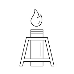 Image showing Oil well with flames vector line icon.