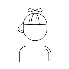 Image showing Boy in baseball cap vector line icon.