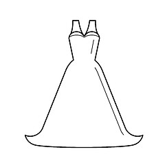 Image showing Bride dress vector line icon.