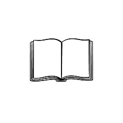 Image showing Open student book hand drawn sketch icon.