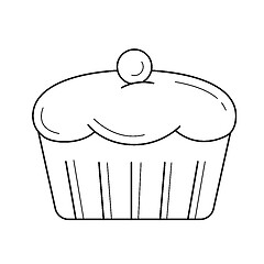 Image showing Cupcake vector line icon.