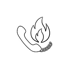 Image showing Telephone handset and fire hand drawn sketch icon.