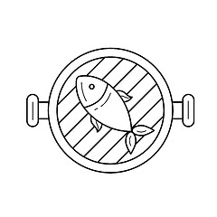 Image showing Fish grill vector line icon.