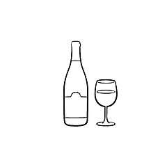 Image showing Wine bottle hand drawn sketch icon.