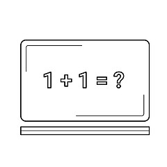 Image showing Blackboard with math task vector line icon.