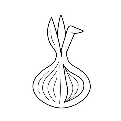 Image showing Onion bulb vector line icon.