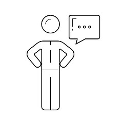 Image showing Person with speech bubble vector line icon.