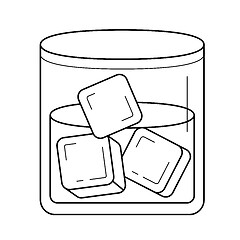 Image showing Glass of water with ice cubes vector line icon.